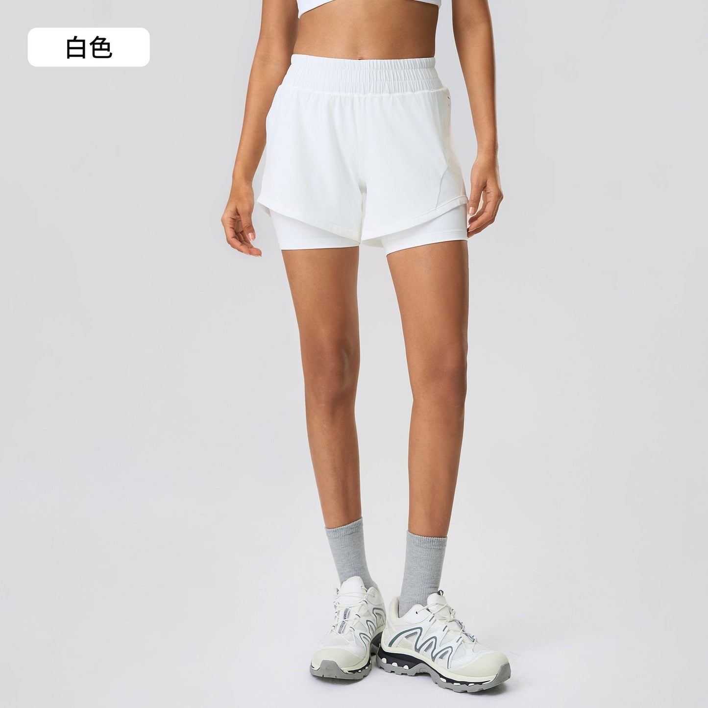 Women's quick-drying breathable shorts fake two-piece anti-exposure yoga fitness hot pants