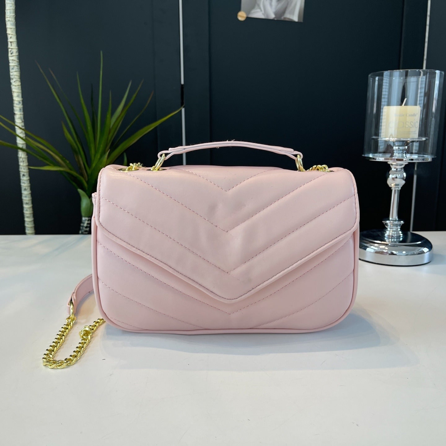 Women's New Fashion Joker Rhombic Design Chain Shoulder Strap Envelope Bag Crossbody Bag With box