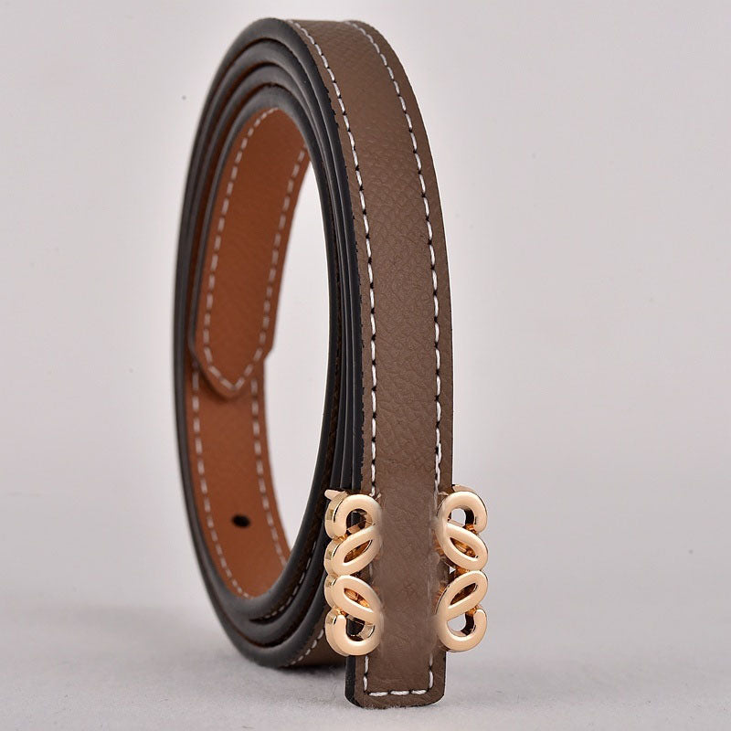 Women's new Joker metal accessories smooth buckle design fashion thin belt belt With a box.
