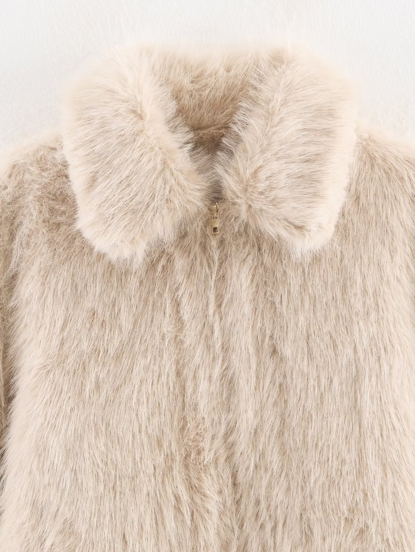 Women's faux fur effect lapel jacket Coat