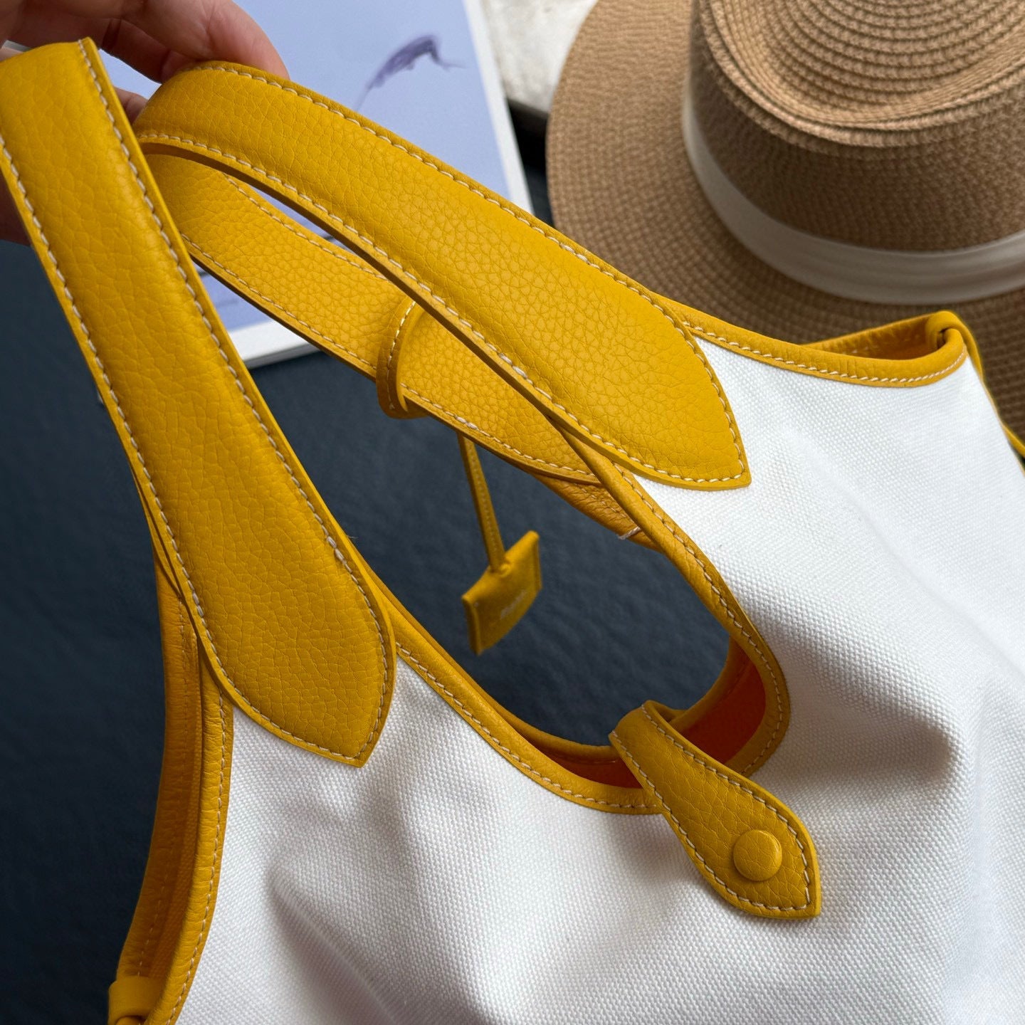 Women's new Joker bucket bag canvas color matching design embroidery crossbody bag