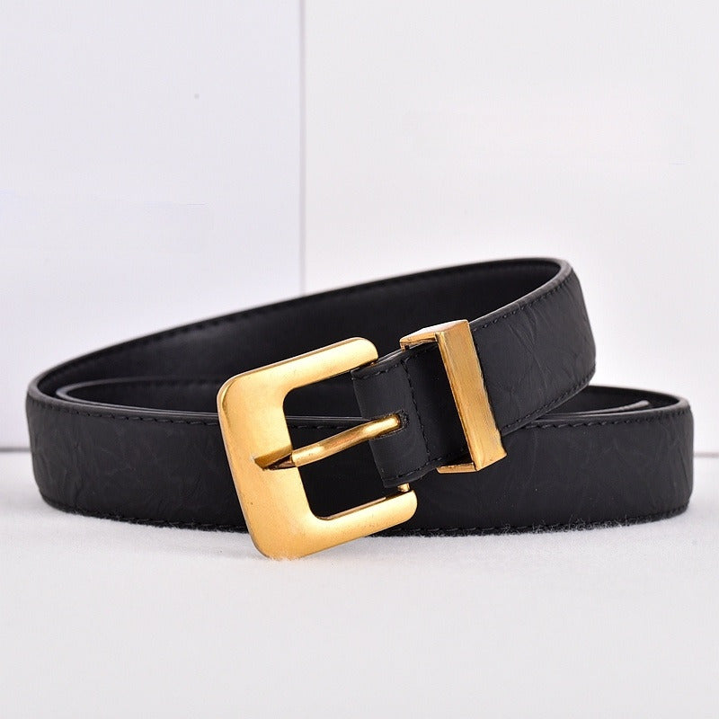 Women's New Fashion Joker Pin Buckle Hollow Letter Design Belt Belt With a box
