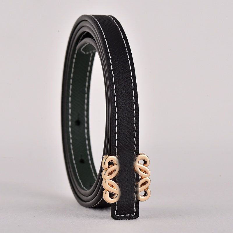 Women's new Joker metal accessories smooth buckle design fashion thin belt belt With a box.