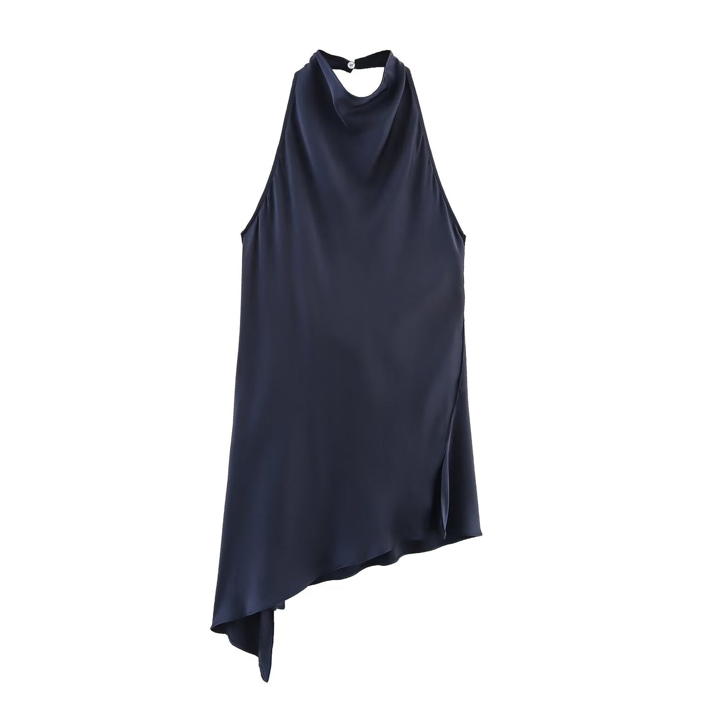 Women's new fashion sleeveless satin texture hanging neck top