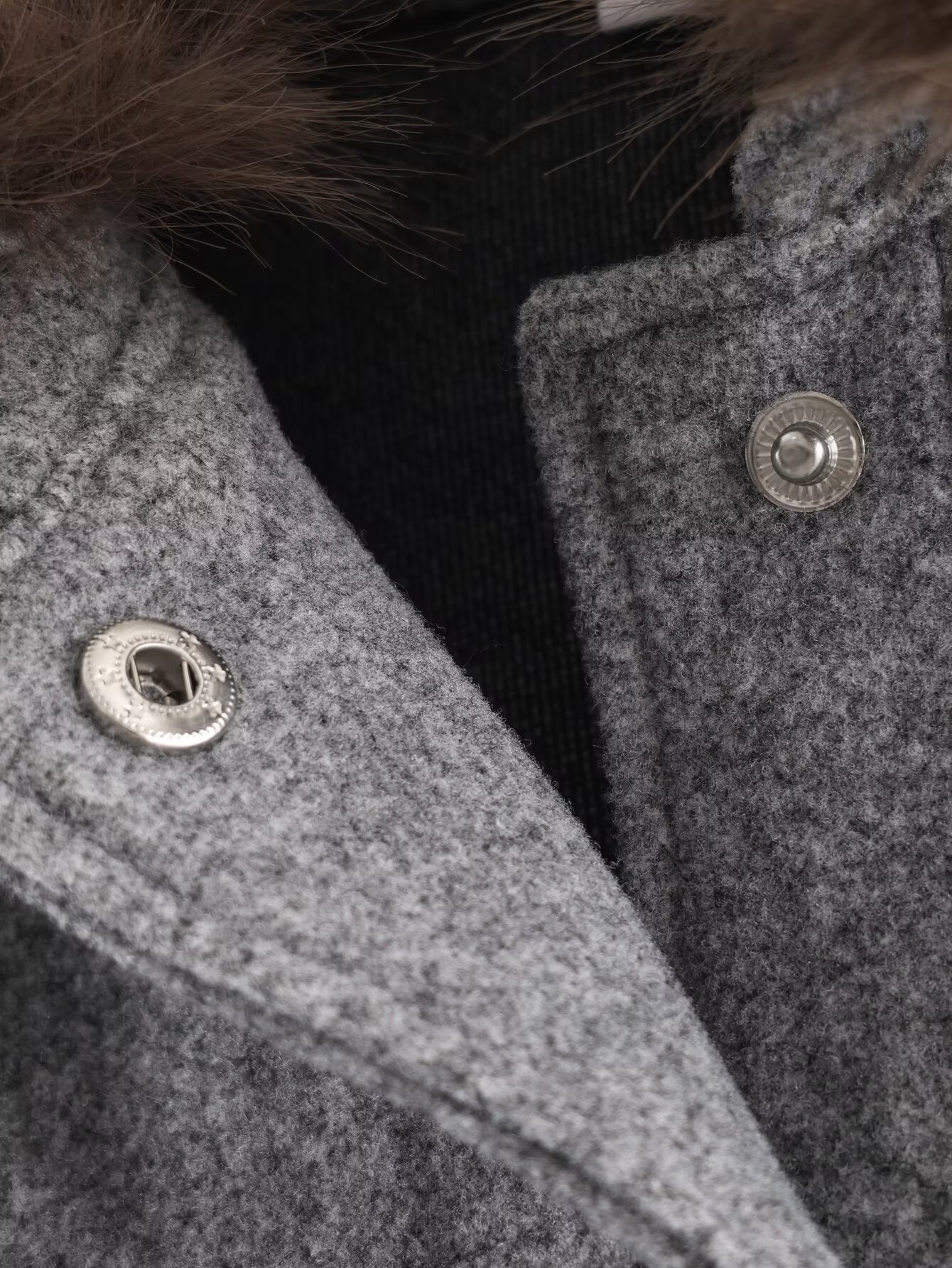 Women's fur collar design short woolen jacket Coat