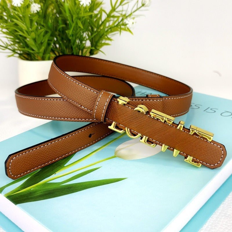 Women's New Fashion Joker High Quality Adjustable Length Design Metal Letters Decorative Belt Belt.
