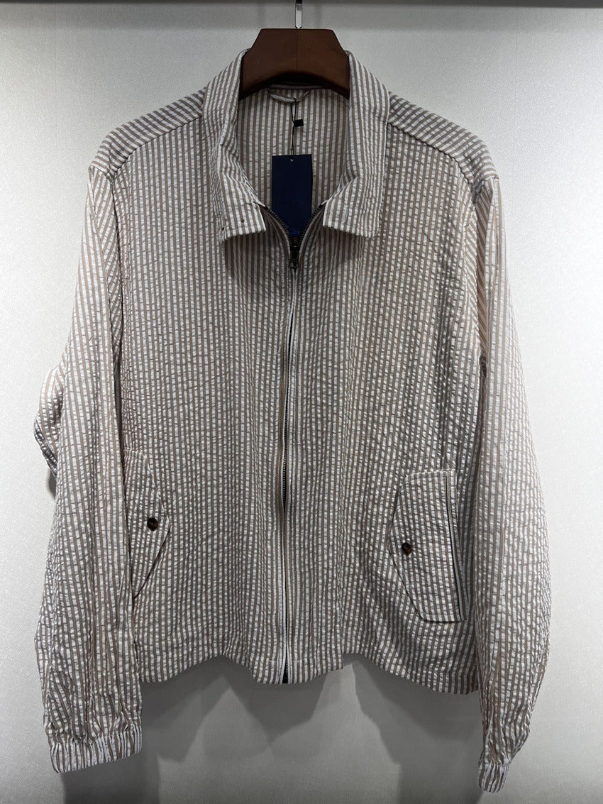 Women's new versatile embroidered striped stand collar thin jacket