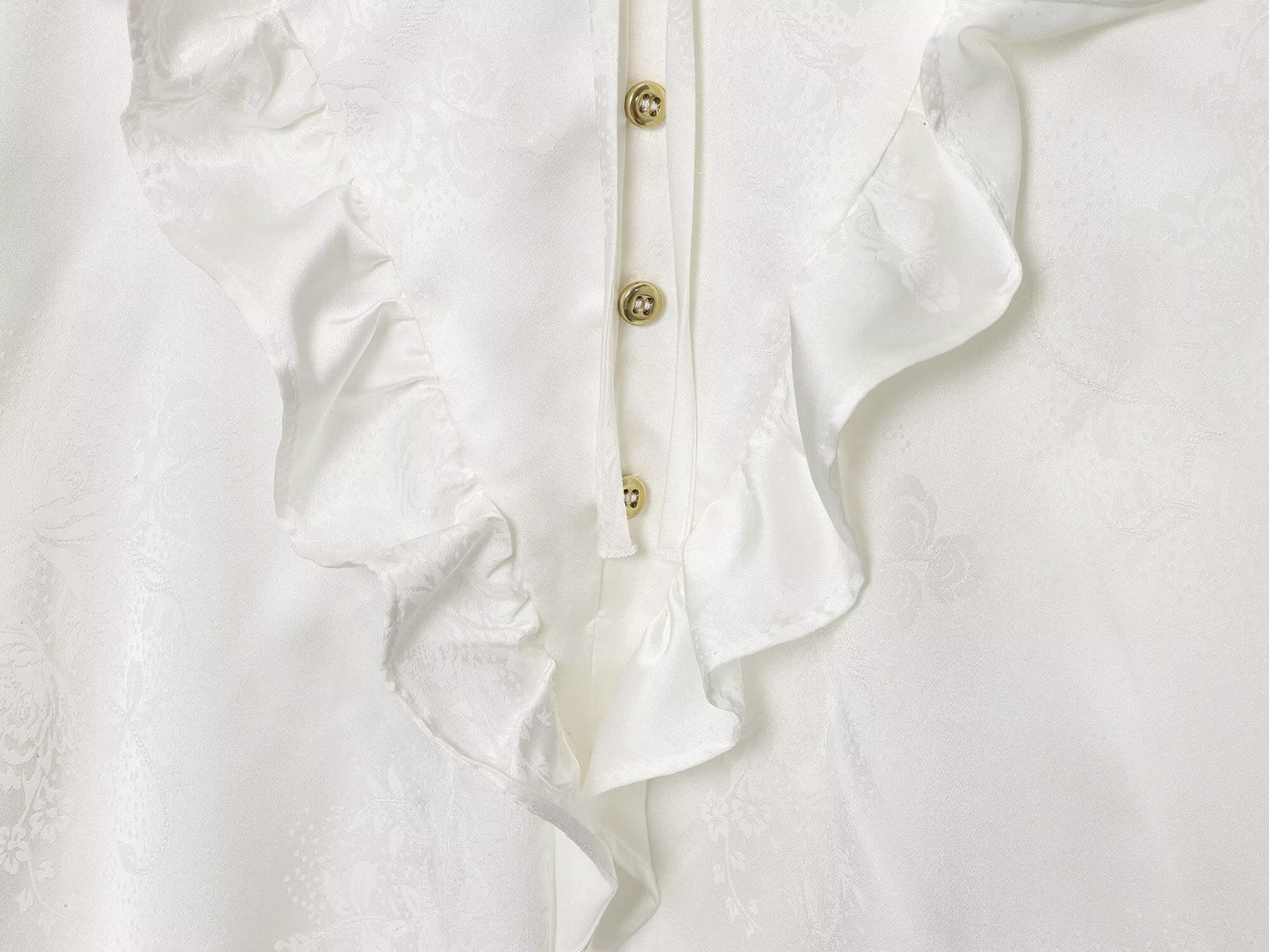 Women's new fashion long sleeved satin textured jacquard shirt