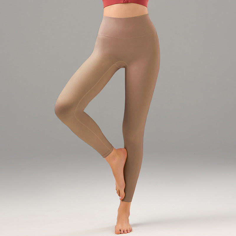 מכנסי כושר חדשים בצבע עירום לנשים, נושם, מופחת וזיעה, מרגיעים את המותניים ומגדילים את הירכיים 