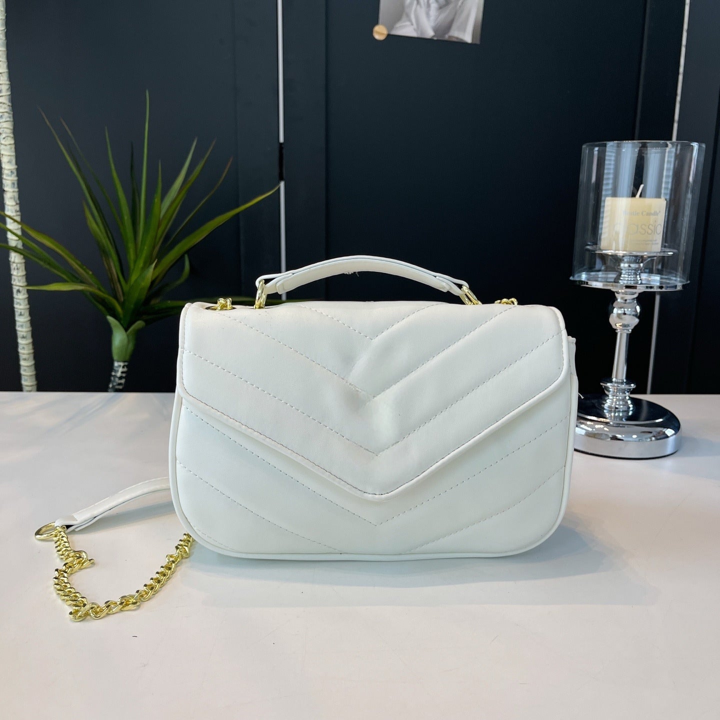 Women's New Fashion Joker Rhombic Design Chain Shoulder Strap Envelope Bag Crossbody Bag With box