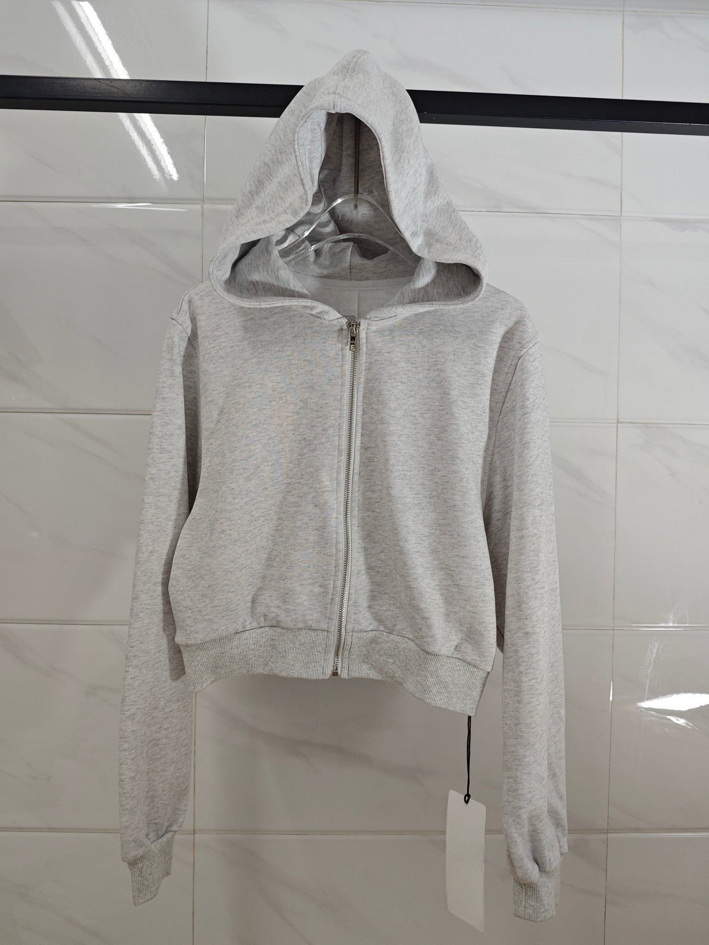 Women's New Fashion Joker Hooded Short Long Sleeve Zipper Sweater Coat.