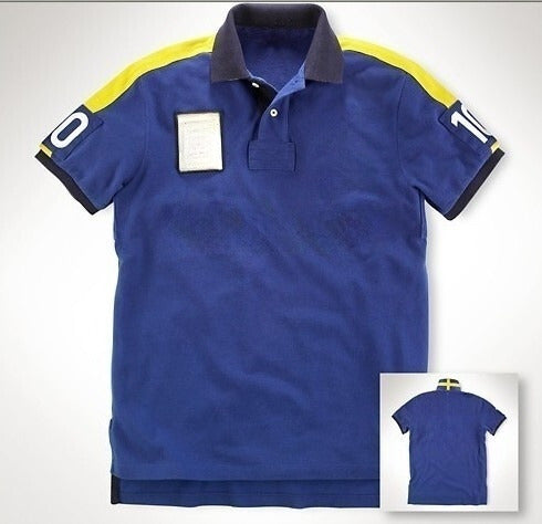 Men's new casual versatile embroidered polo shirt top short-sleeved T-shirt