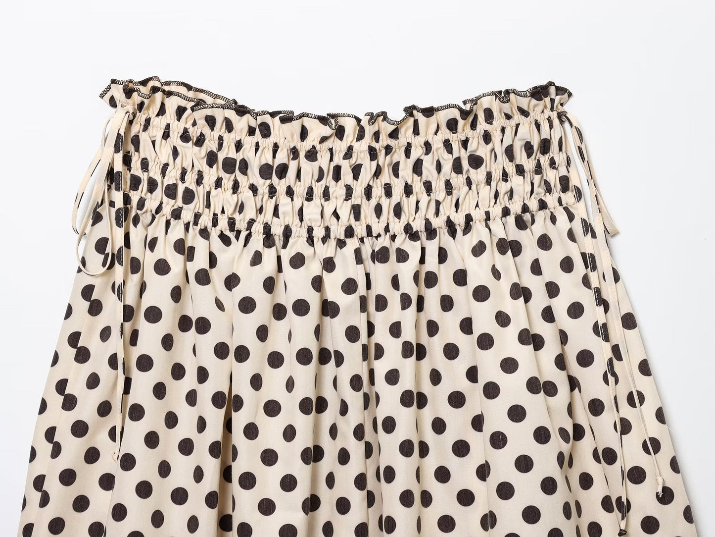Women's chic Fashion polka dot printed elastic waist MIDI skirt